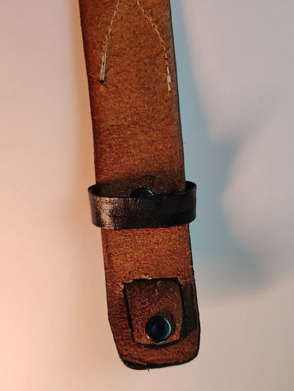 Women's Size L Unique Tooled Embossed Black Leather Belt No Buckle Unbranded WM